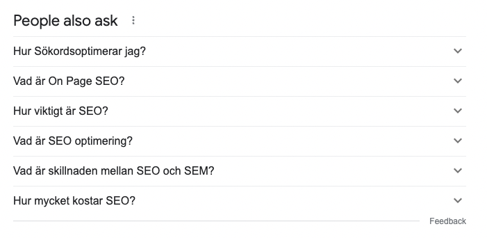 FAQ i sökresultat
