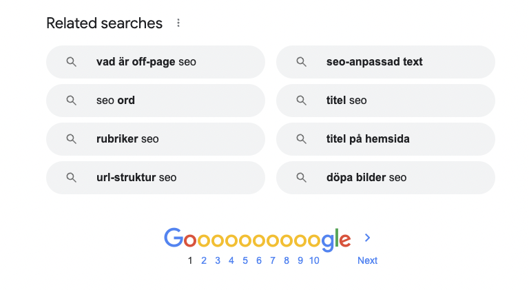 Relaterade sökresultat på Google